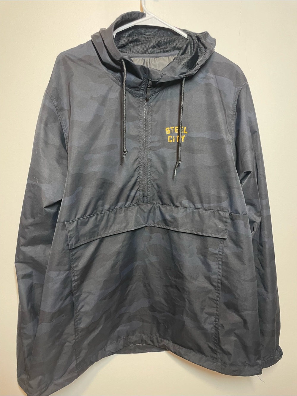 Steel City Men's Black Camo Packable Rain Anorak